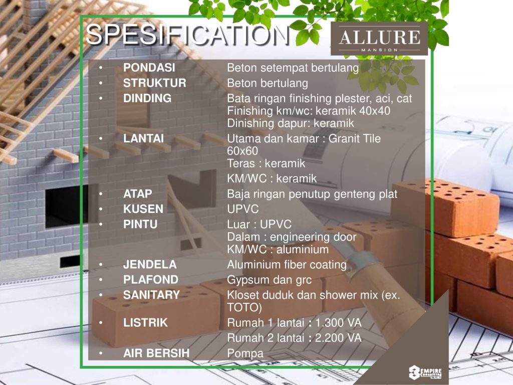 specifications allure mansion